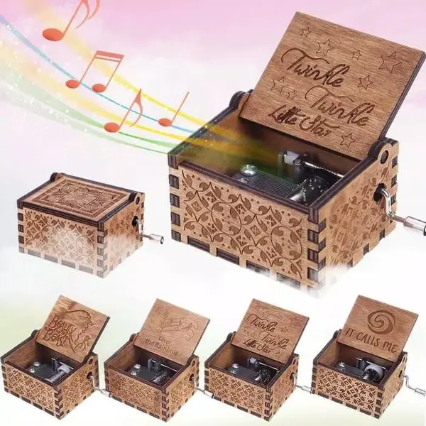 Kotak Musik Antik Wooden Music Box Antik Klasik Music Souvenir Kado