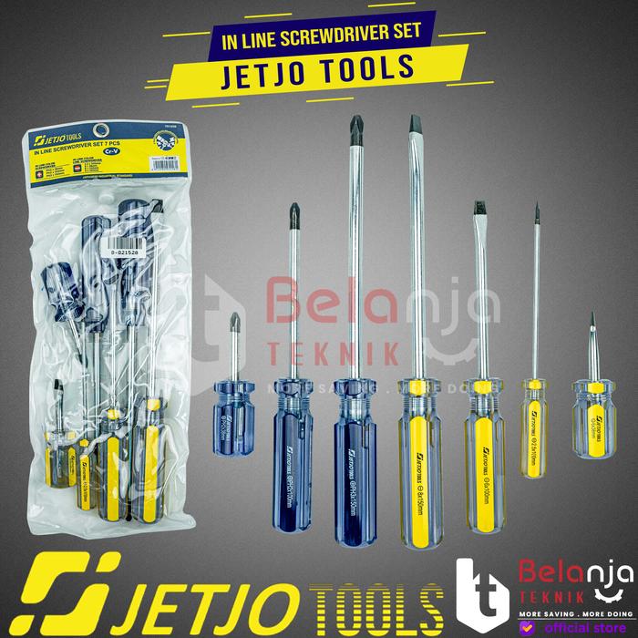 Gambar JETJO TOOLS Obeng Transparan Set 7 Pcs In Line Screwdriver Set 7pcs dari Belanja Teknik Kota Bogor Tokopedia