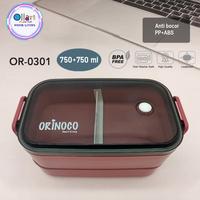 Gambar LUNCHBOX PLASTIK OR-301 2 LAYERS 1500ML - KOTAK MAKAN + SENDOK &SUMPIT - Red Pink dari Ollahomeliving Kota Bogor 1 Tokopedia