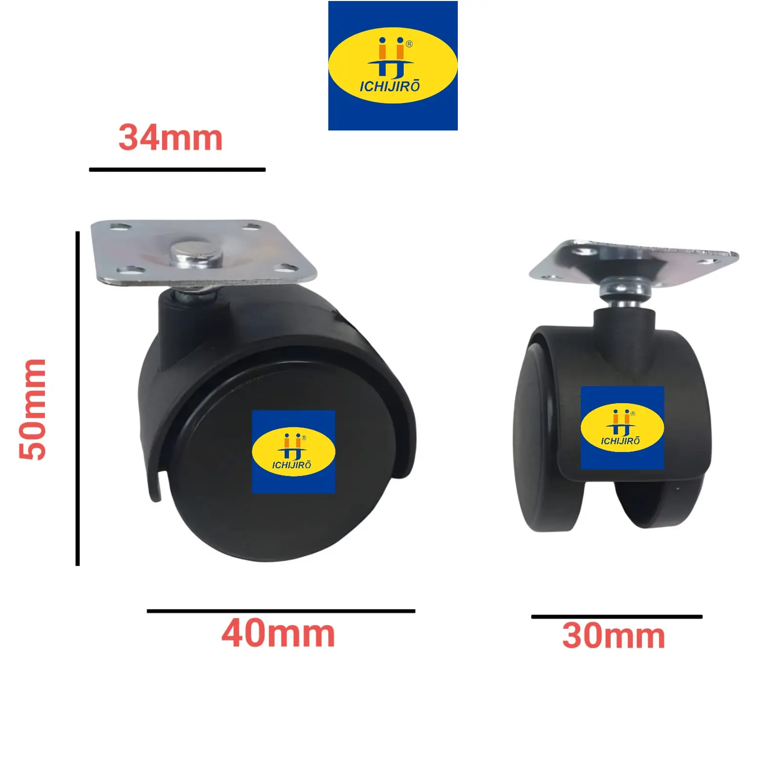 Roda caster kastor kursi kantor /rak/etalase 1,5 inch