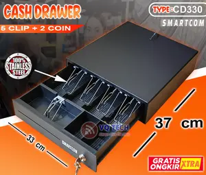 SMARTCOM Cash Drawer 37 X 33 Cm 4K3C RJ11 Laci Kasir Simpan Uang
