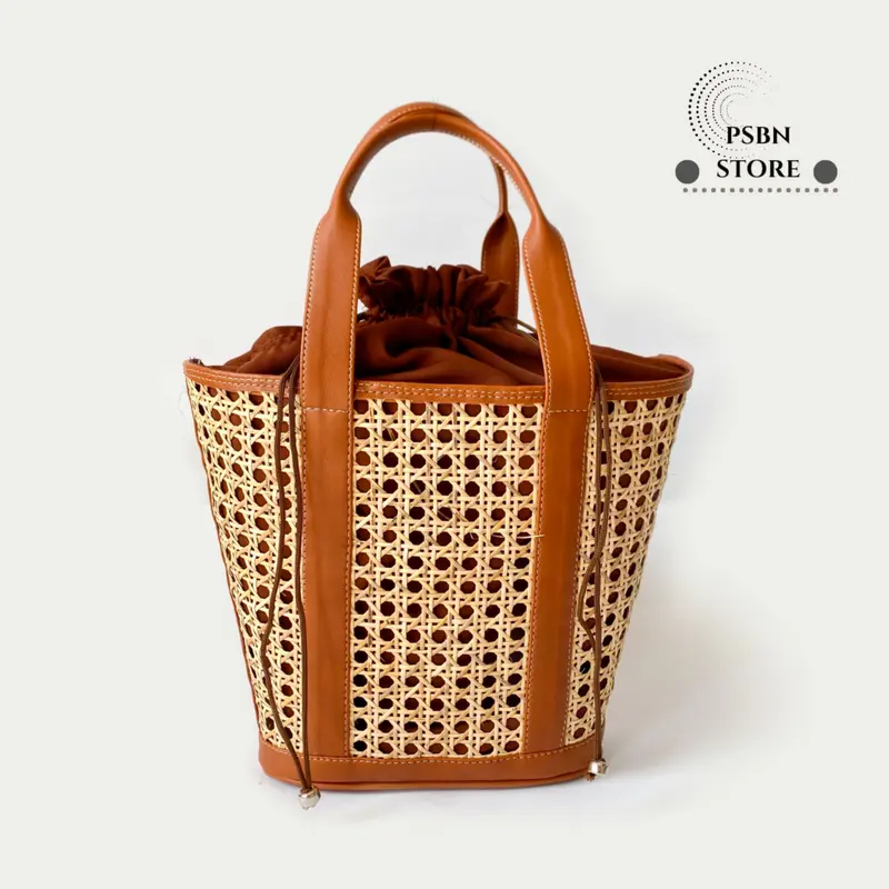 PSBN - Amara Top Handle Rattan Bag Tas Jinjing Wanita Tas Rotan Kulit 1