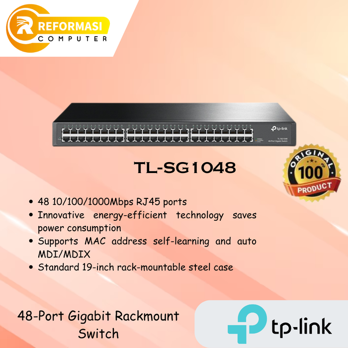 Gambar TP-Link TL-SG1048 48-PORT 10/100/1000mbps GIGABIT SWITCH dari Reformasi Computer Kota Administrasi Jakarta Barat Tokopedia