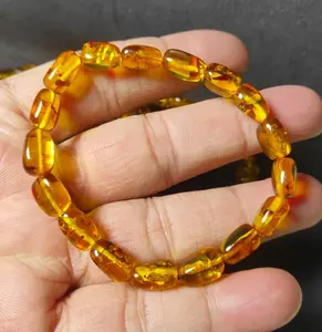 Bracelet / Gelang Natural Amber PieBald 7-9 x 9-12 mm TOP GRADE