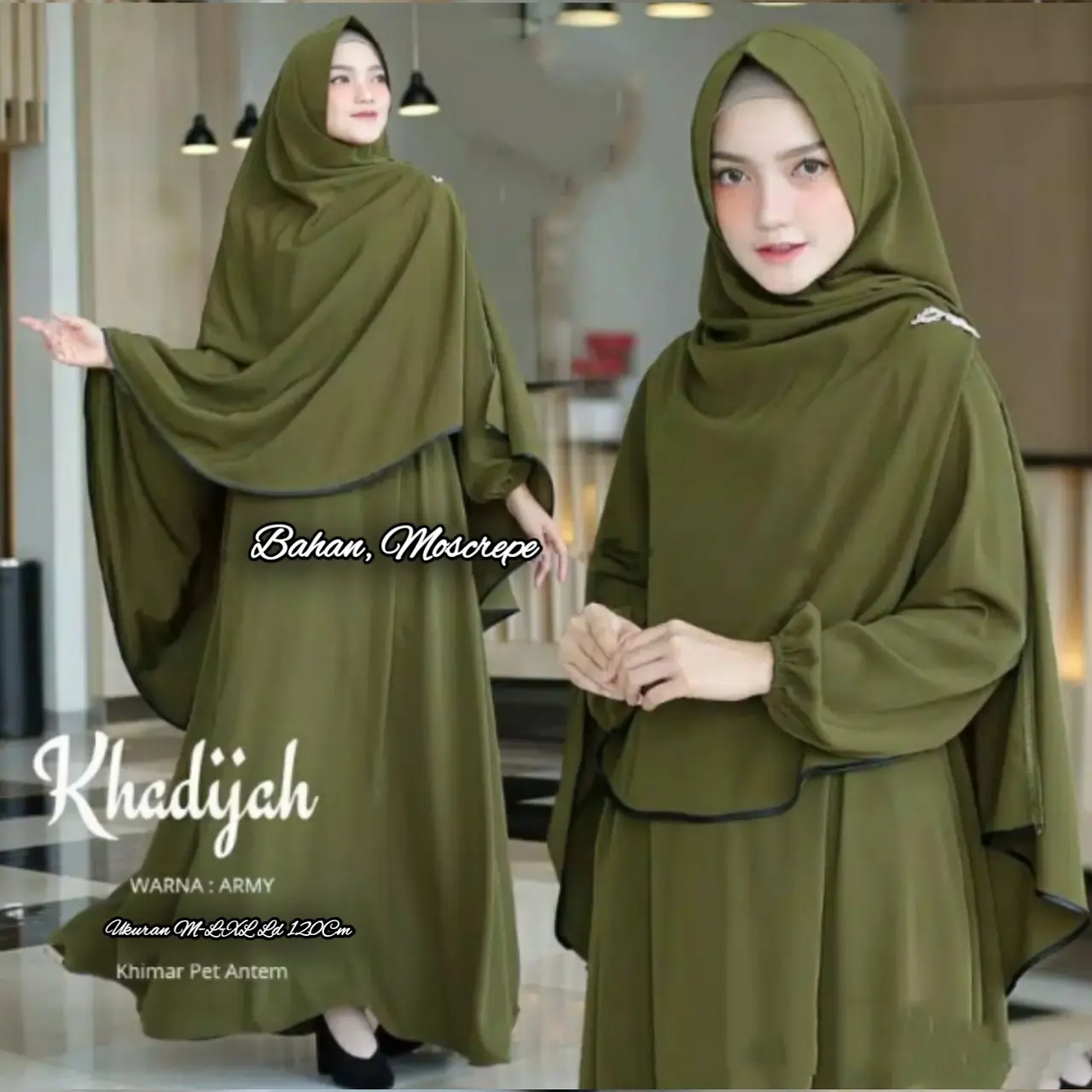 Baju Gamis Syari Dress Wanita Muslim Set Khimar Jumbo Ukuran L XL XXL