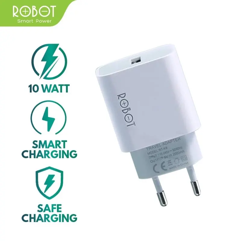 Batok Charger 10W 2A Small Portable Transparent Adapter ROBOT RT-K8