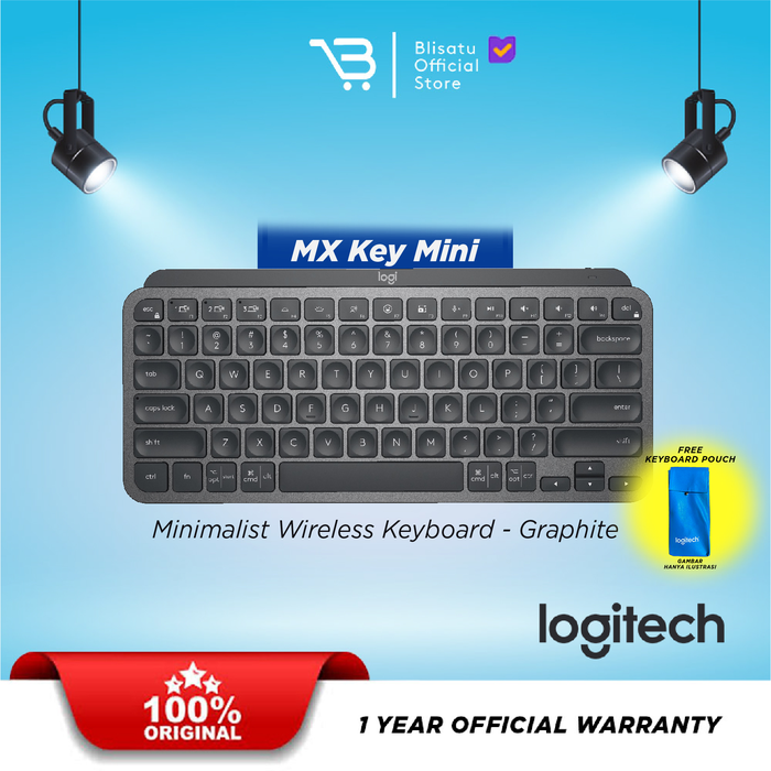 Gambar Logitech MX Keys Mini Wireless Illuminated Keyboard - Graphite dari Blisatu.id Kota Administrasi Jakarta Pusat Tokopedia