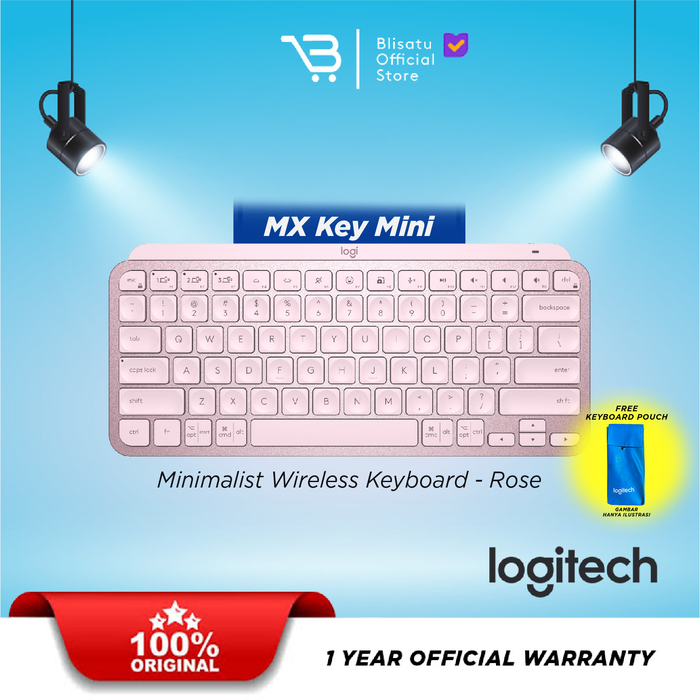 Gambar Logitech MX Keys Mini Wireless Illuminated Keyboard - Rose dari Blisatu.id Kota Administrasi Jakarta Pusat Tokopedia