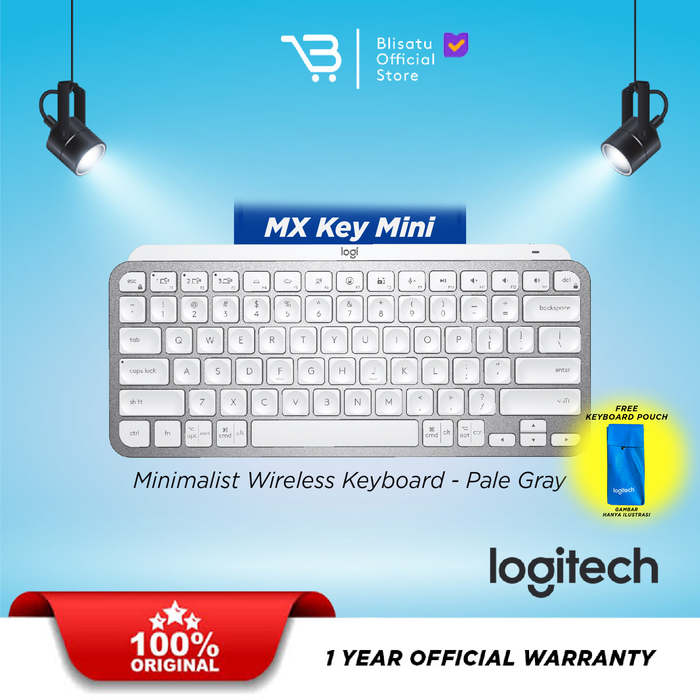 Gambar Logitech MX Keys Mini For Mac Wireless Illuminated Keyboard-Pale Grey dari Blisatu.id Kota Administrasi Jakarta Pusat Tokopedia