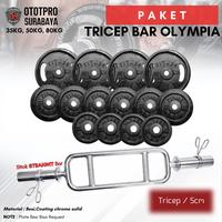 Gambar Paket Gym Stick Tricep Bar 5cm + Plate beban besi 35kg-Dumbell Barbel dari Ototpro Surabaya Kota Surabaya 1 Tokopedia