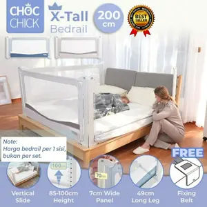 Choc Chick 200cm Extra Tall Bedrail Pagar Ranjang Bayi Bed Guard Rail