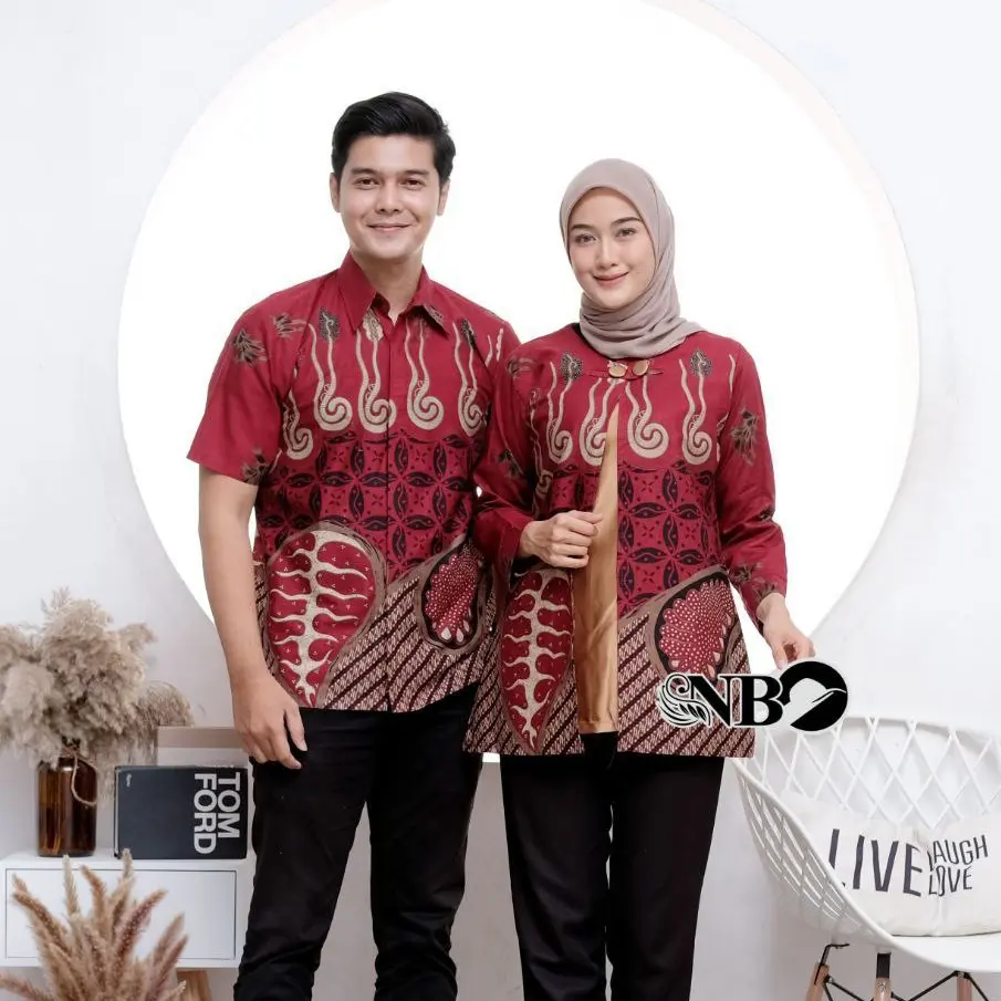Baju Batik Couple Seragam Kerja Blouse Bolero Kombinasi Batik Kantor