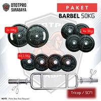 Gambar Paket Gym Stick Tricep Bar 5cm + Plate beban besi 35kg-Dumbell Barbel dari Ototpro Surabaya Kota Surabaya 3 Tokopedia