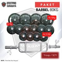 Gambar Paket Gym Stick Tricep Bar 5cm + Plate beban besi 35kg-Dumbell Barbel dari Ototpro Surabaya Kota Surabaya 4 Tokopedia