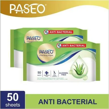 Tisue Basah Paseo Anti Backterial 50 Sheet / Tisu Basah