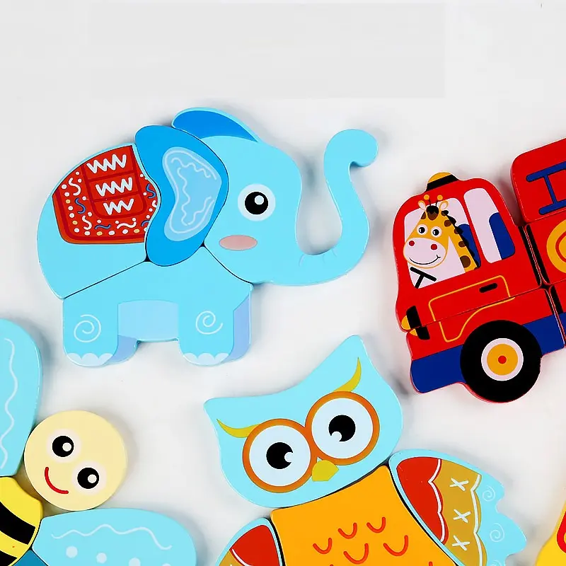 Mainan Puzzle Kayu Jigsaw 3D Untuk Anak Usia Dini Untuk Kognitif Anak Toys 3