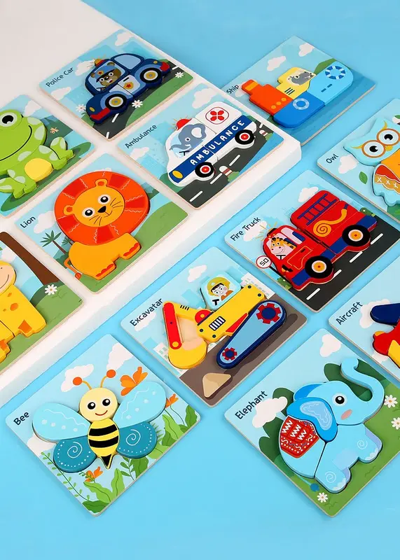 Mainan Puzzle Kayu Jigsaw 3D Untuk Anak Usia Dini Untuk Kognitif Anak Toys 5