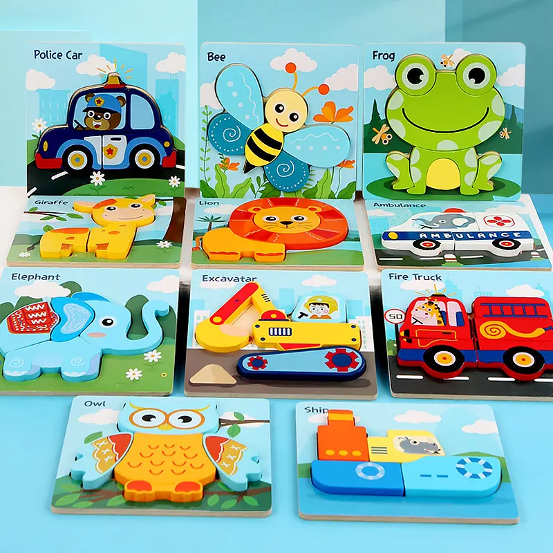Mainan Puzzle Kayu Jigsaw 3D Untuk Anak Usia Dini Untuk Kognitif Anak Toys 0
