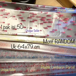 Plastik Kado Kaca Bening Motif / Kertas Kado Kaca Bening Min 50 lembar