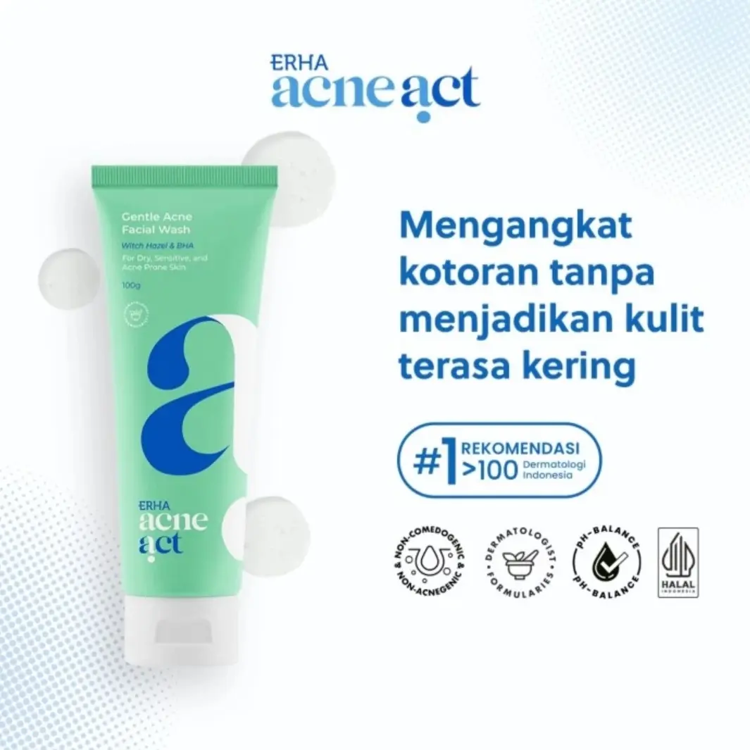 Erha Acneact Witch Hazel & BHA Gentle Acne Facial Wash Sabun Jerawat