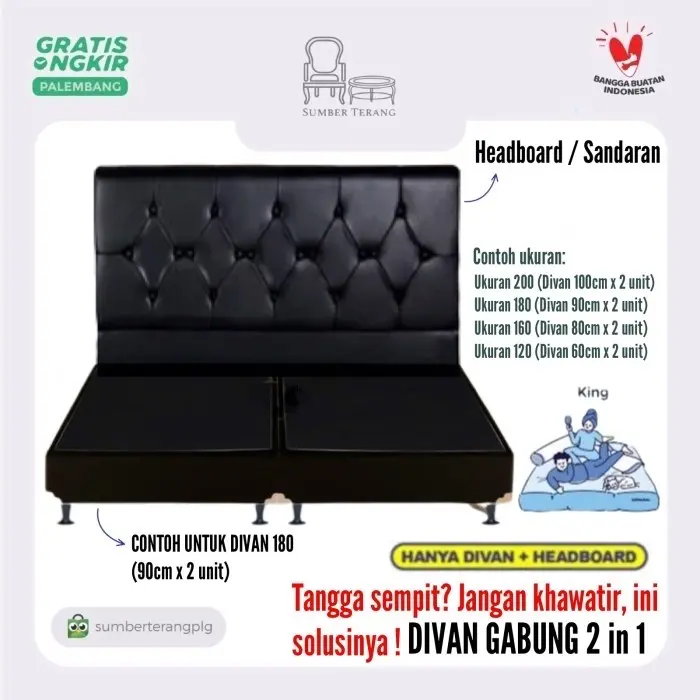 Divan Gabung Divan Gandeng Ranjang Rangka Tempat Tidur Dipan Sandaran