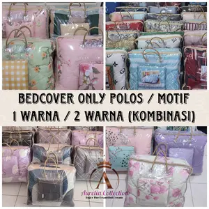 BEDCOVER ONLY "SINGLE" POLOS / MOTIF Bahan Katun Premium
