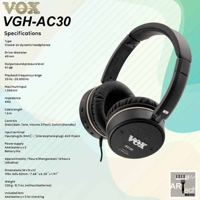 Gambar VOX VGH AC30/VGHAC30/VGH AC 30/VGHAC 30 Guitar Amplifier in Headphones dari Artech Music Kota Bekasi Tokopedia