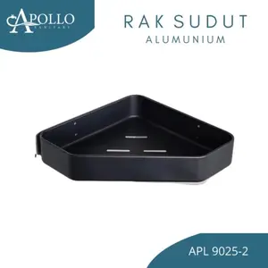 rak sudut black alumiunium / rak sabun hitam / tempat sabun sudut