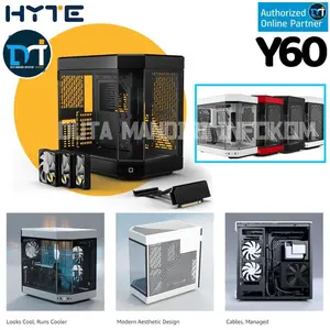 HYTE Y60 - 3 Panoramic Glass Modern Aesthetic Mid-Tower Gaming Case