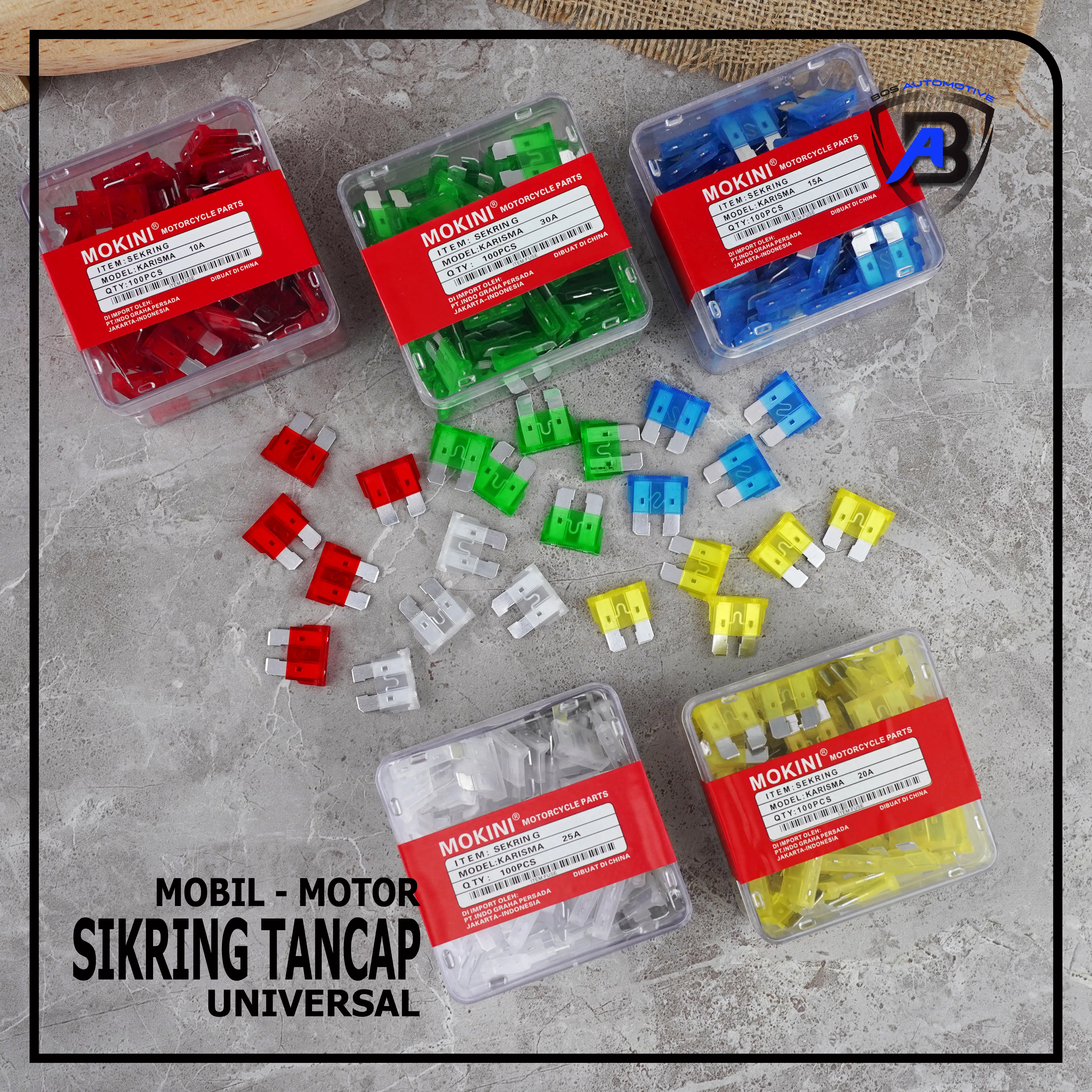 Sikring Fuse Dx Besar 10a 15a 20a 25a 30a Sekring Tusuk / Tancap Besar