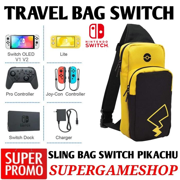 Gambar Switch Oled Sling Bag Travel Bag Pikachu Nintendo Switch V1 V2 Lite dari Super-Gameshop.id Kota Administrasi Jakarta Pusat Tokopedia
