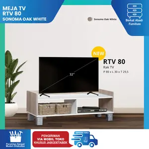 Meja TV Rak TV Minimalis Modern RTV 80 & 120 Sonoma Oak Muda kombinasi Putih Furniture