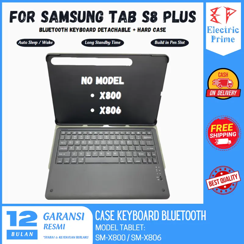Case Keyboard For Samsung Galaxy Tab S8+ Plus 12.4 inch 2022 TRIPLEDI TD0301 Cover Flip Folio Detachable Bluetooth Casing Magic Magnetic PU Leather Shockproof SM-X800 SM-X806
