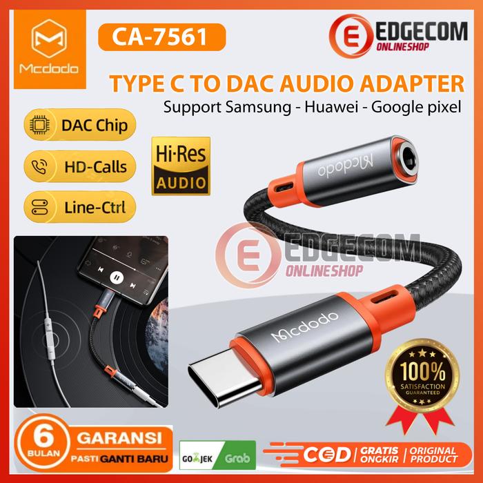 Gambar MCDODO Type C to 3.5mm Headphone HiFi DAC Audio Aux Cable Adapter CA-7561 dari Edgecom Kota Administrasi Jakarta Pusat Tokopedia