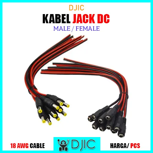 Kebel Power Jack DC Male Dan Female CCTV Sambungan Adaptor 5.5x2.1 mm DJIC