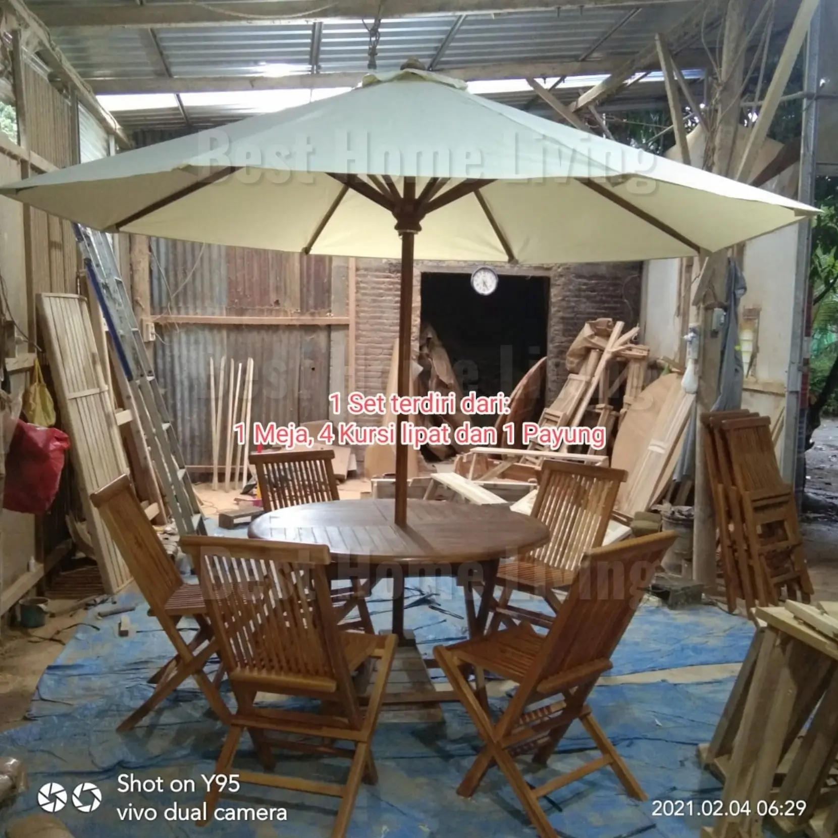 Meja Payung Taman Rooftop dengan Pemberat Payung / Umpak
