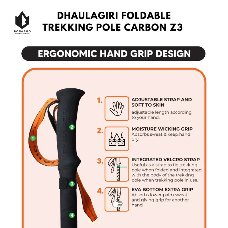 Trekking Pole Carbon Dhaulagiri Lipat Z3 - Tongkat Lipat camping - Ton 4