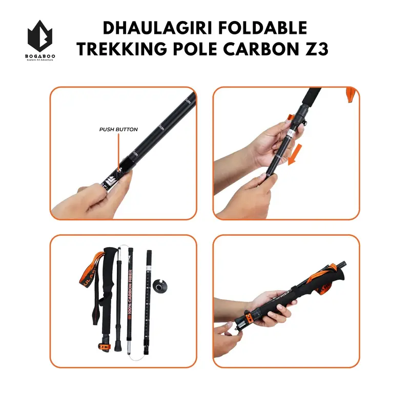 Trekking Pole Carbon Dhaulagiri Lipat Z3 - Tongkat Lipat camping - Ton 3