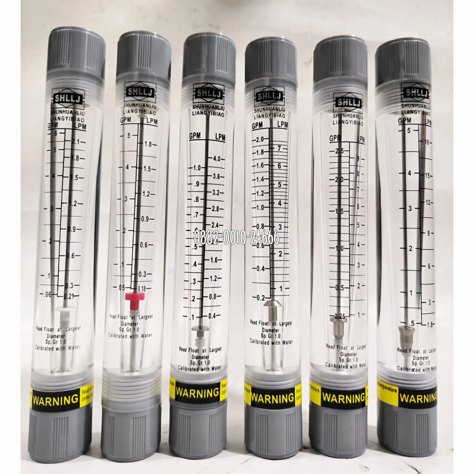 ROTAMETER FLOWMETER WATER TUBE 0.18-1.8 LPM - 1.8-18 LPM DRAT 1/2"