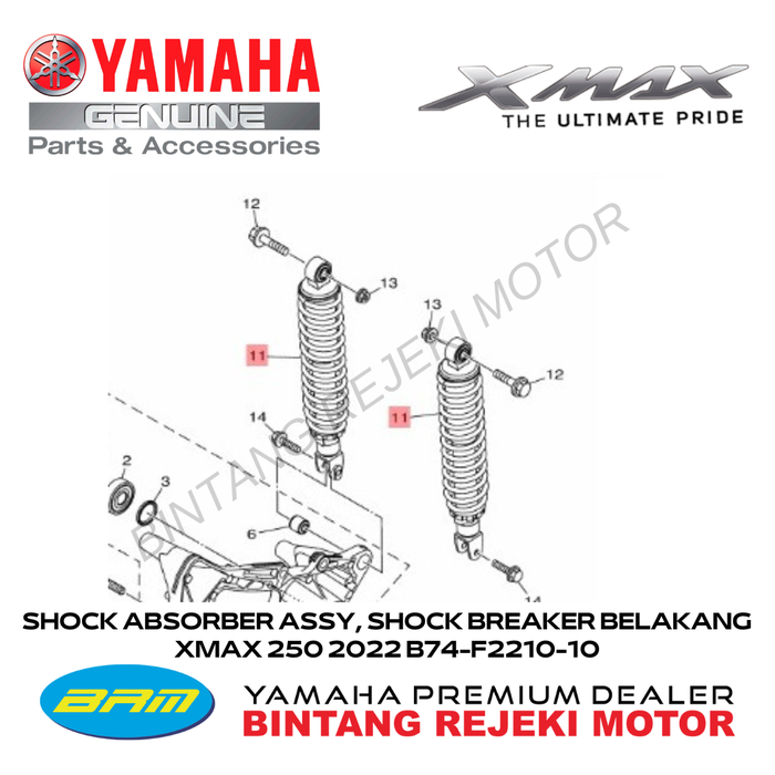 Gambar SHOCK ABSORBER ASSY, SHOCK BREAKER BELAKANG XMAX 250 2022 B74-F2210-10 dari Yamaha Bintang Rejeki Motor Kab. Bandung Tokopedia