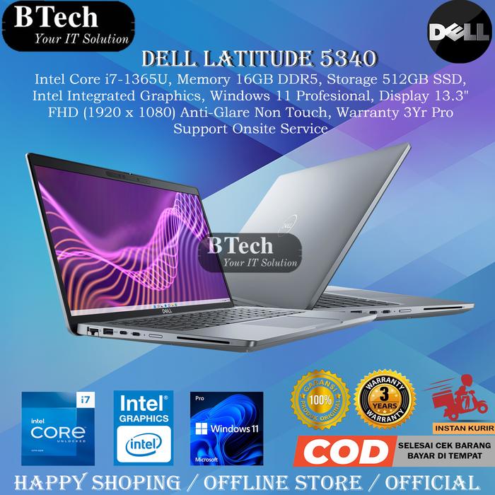 Jual Dell Latitude 5340 Core i7-1365U 16GB 512GB SSD W11P 3YR