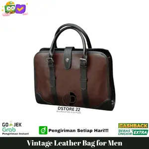 Tas Selempang Messenger Pria Kulit Kerja Kantor Vintage Briefcase