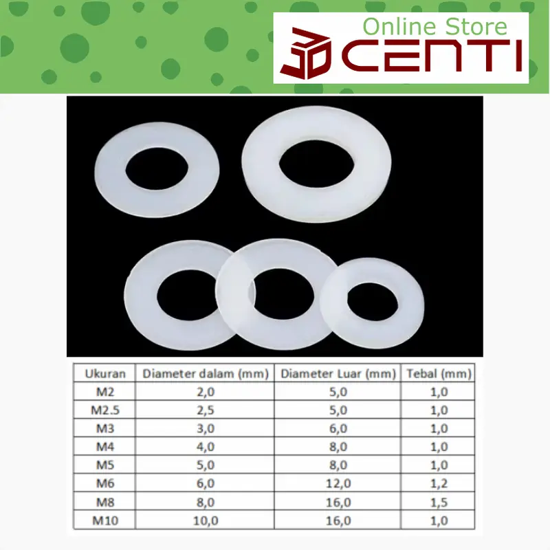 RING PLAT WASHER FLAT RING NYLON NILON M5 M6 M8 M10 5mm 6mm 8mm 10mm 1