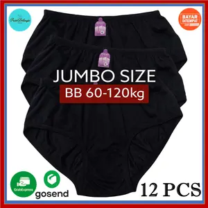 Celana Dalam Wanita Hitam (12 PCS) Jumbo BIG SIZE CD Ibu Hamil