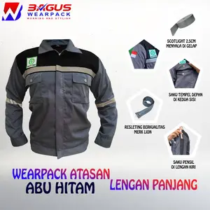 Wearpack Atasan Werpak Kerja Baju Kerja Pria Lengan Panjang - Abu Hitam