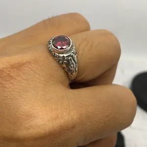 Cincin perak pria permata bulat