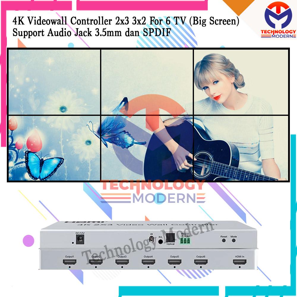 4K HDMI 2x3 Video Wall Controller 3x2 Untuk 6 TV (Big Screen) W Audio