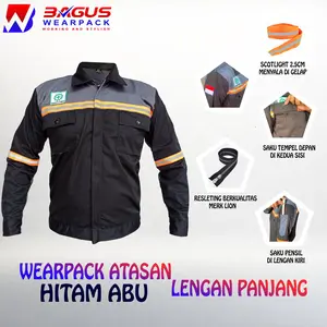 Wearpack Atasan Werpak Kerja Baju Kerja Pria Lengan Panjang - Hitam Abu