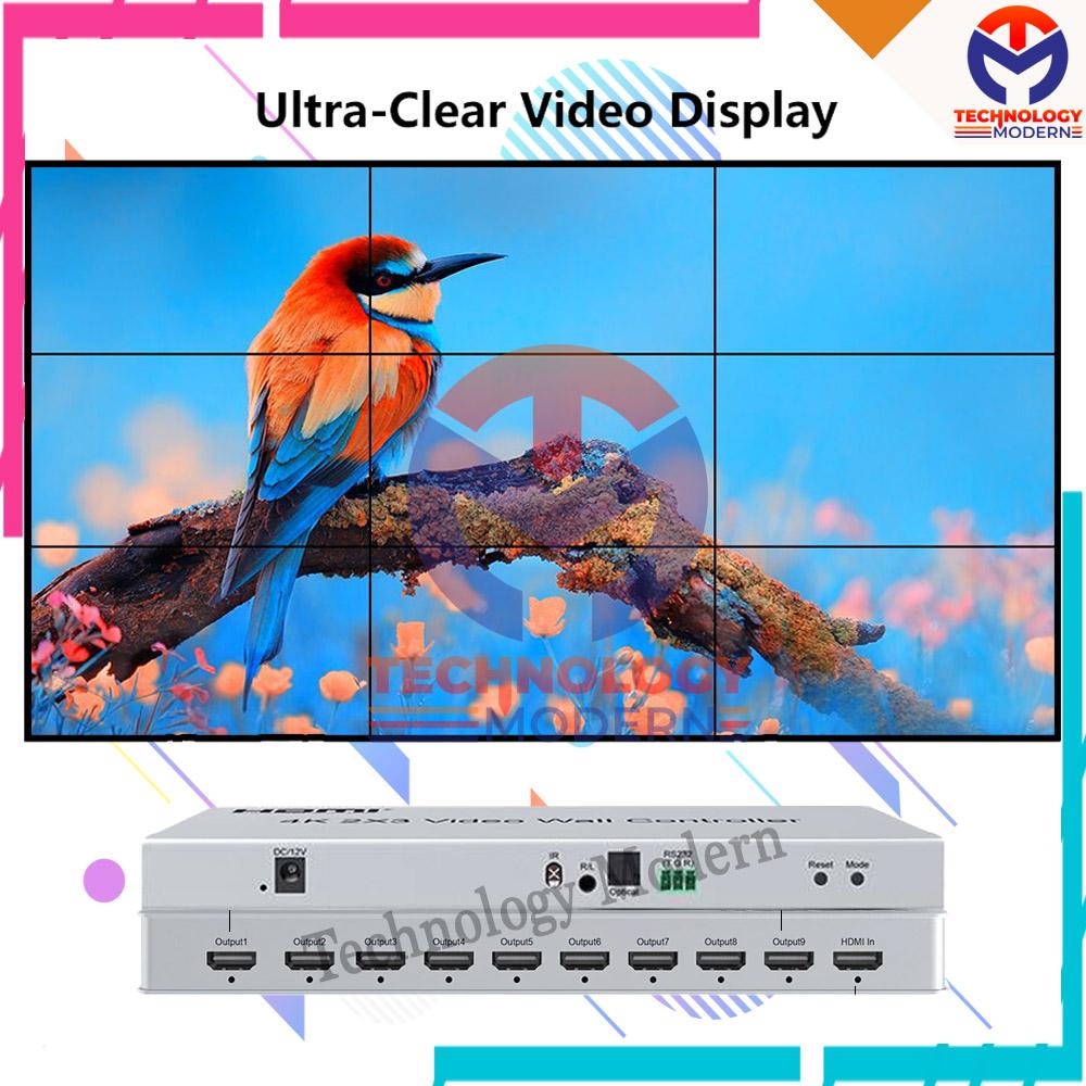 4K HDMI 3x3 Video Wall Controller Untuk 9 TV (Big Screen) With Audio