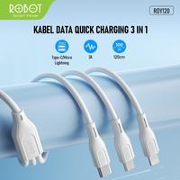 Gambar ROBOT RDY120 3IN1 KABEL DATA USB-A TO C/MICRO/LIGHTNING FAST CHARGING dari btgcom Kota Denpasar 3 Tokopedia